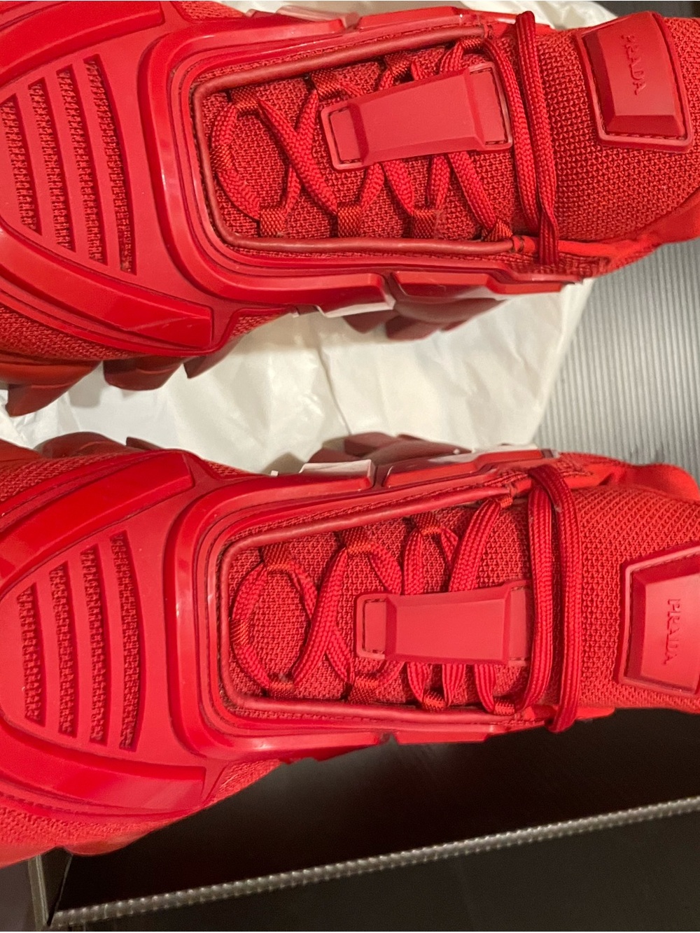Prada Bright Red Sporty Cloudbust-Style Sneakers - Picture 3 of 10